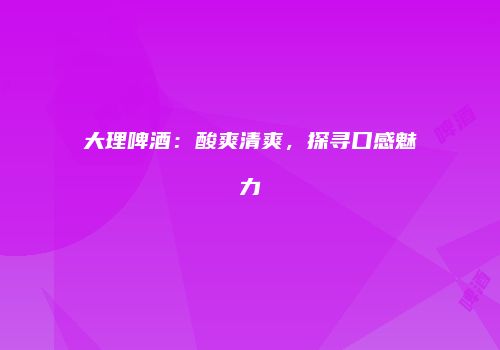 大理啤酒：酸爽清爽，探寻口感魅力