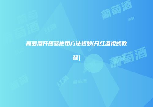 葡萄酒开瓶器使用方法视频(开红酒视频教程)