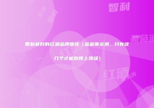 智利最好的红酒品牌推荐（品鉴师亲测，只有这几个才能称得上顶级）