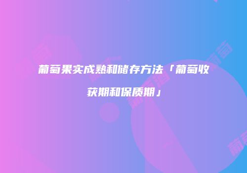 葡萄果实成熟和储存方法「葡萄收获期和保质期」