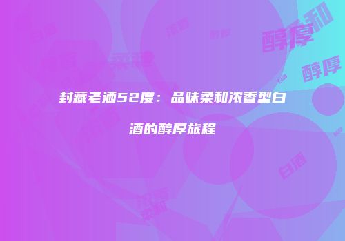 封藏老洒52度：品味柔和浓香型白酒的醇厚旅程