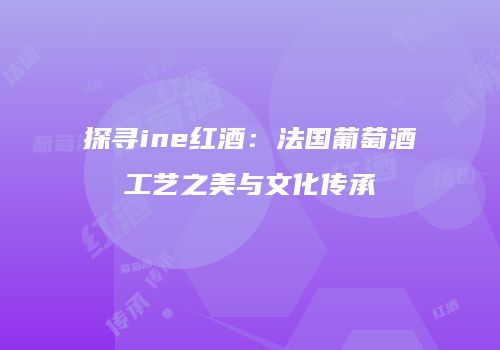 探寻ine红酒：法国葡萄酒工艺之美与文化传承