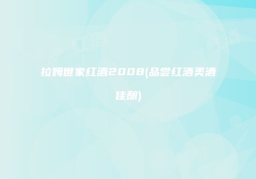 拉姆世家红酒2008(品尝红酒美酒佳酿)