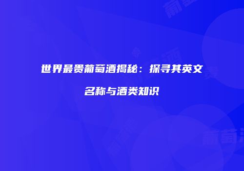 世界最贵葡萄酒揭秘：探寻其英文名称与酒类知识