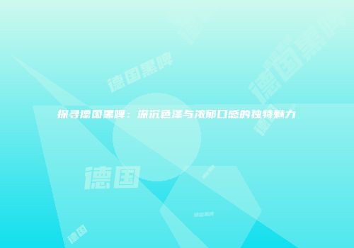 探寻德国黑啤：深沉色泽与浓郁口感的独特魅力