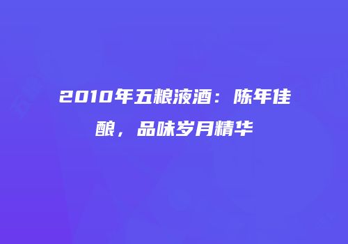 2010年五粮液酒：陈年佳酿，品味岁月精华