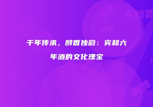 千年传承，醇香独韵：宾和六年酒的文化瑰宝