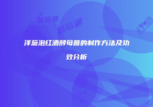 洋葱泡红酒酵母菌的制作方法及功效分析