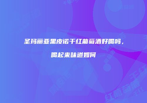 圣玛丽亚黑皮诺干红葡萄酒好喝吗，喝起来味道如何