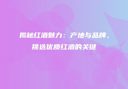 揭秘红酒魅力：产地与品牌，挑选优质红酒的关键