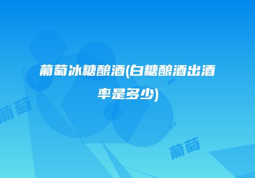葡萄冰糖酿酒(白糖酿酒出酒率是多少)