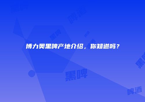 博力奥黑啤产地介绍，你知道吗？