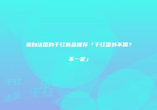 来自法国的干红新品推荐「干红国外不喝？不一定」