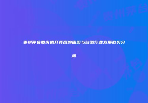 贵州茅台股价飙升背后的原因与白酒行业发展趋势分析