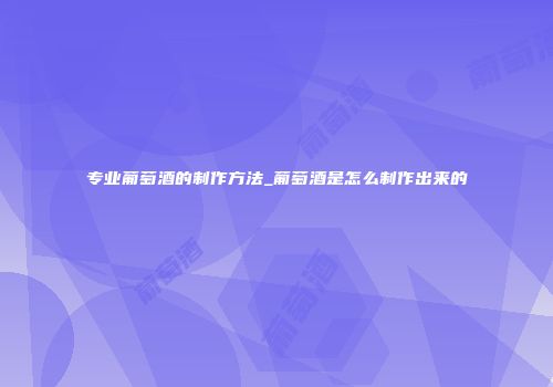 专业葡萄酒的制作方法_葡萄酒是怎么制作出来的
