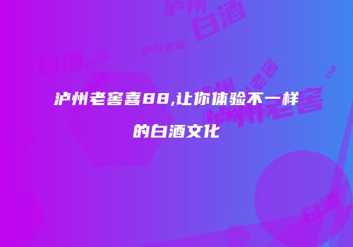 泸州老窖喜88,让你体验不一样的白酒文化
