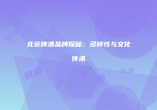 北京啤酒品牌探秘：多样性与文化传承