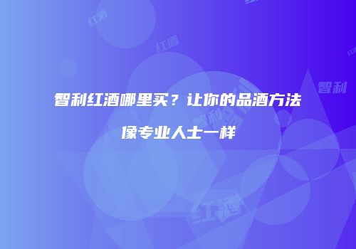 智利红酒哪里买？让你的品酒方法像专业人士一样