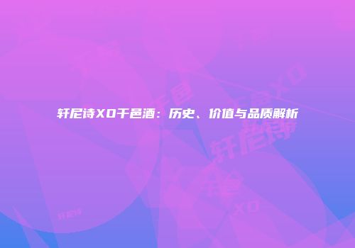 轩尼诗XO干邑酒：历史、价值与品质解析