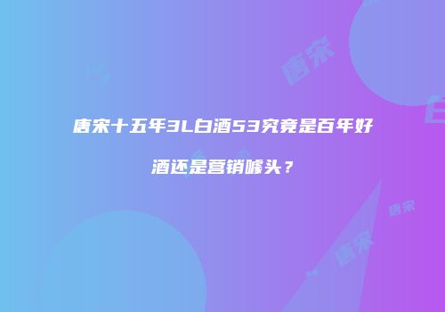 唐宋十五年3L白酒53究竟是百年好酒还是营销噱头？