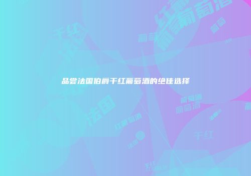 品尝法国伯爵干红葡萄酒的绝佳选择