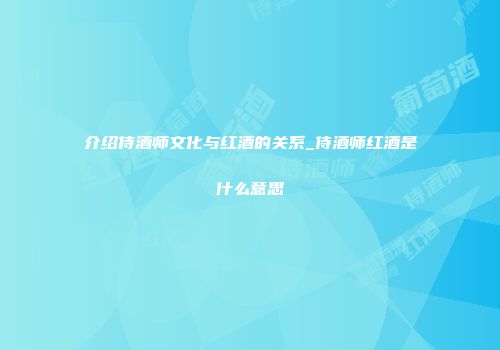 介绍侍酒师文化与红酒的关系_侍酒师红酒是什么意思