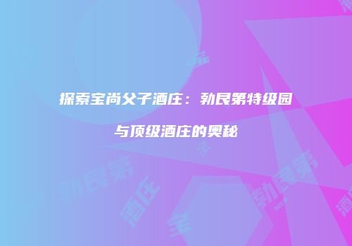 探索宝尚父子酒庄：勃艮第特级园与顶级酒庄的奥秘