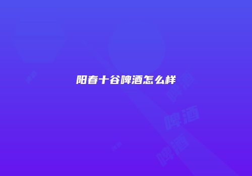 阳春十谷啤酒怎么样