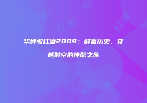 华诗歌红酒2009：醇香历史，穿越时空的佳酿之旅