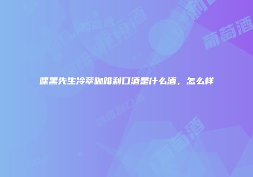 嘿黑先生冷萃咖啡利口酒是什么酒，怎么样