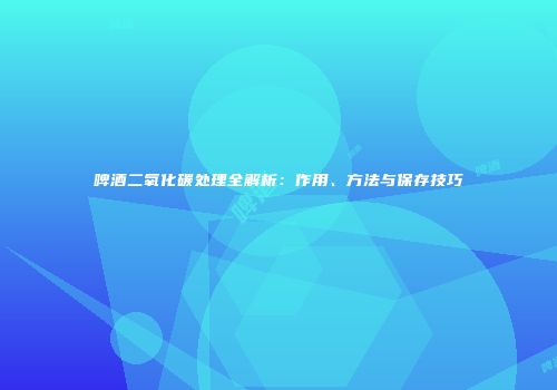 啤酒二氧化碳处理全解析：作用、方法与保存技巧