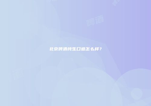北京啤酒纯生口感怎么样？