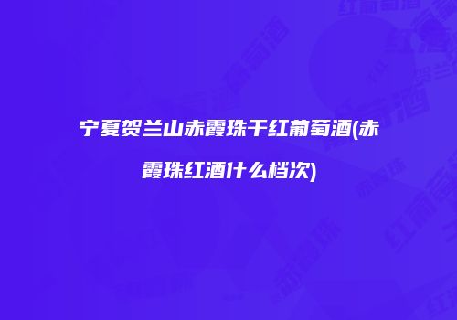 宁夏贺兰山赤霞珠干红葡萄酒(赤霞珠红酒什么档次)