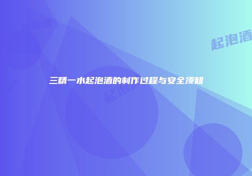 三精一水起泡酒的制作过程与安全须知