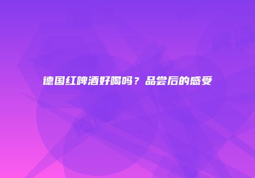 德国红啤酒好喝吗？品尝后的感受