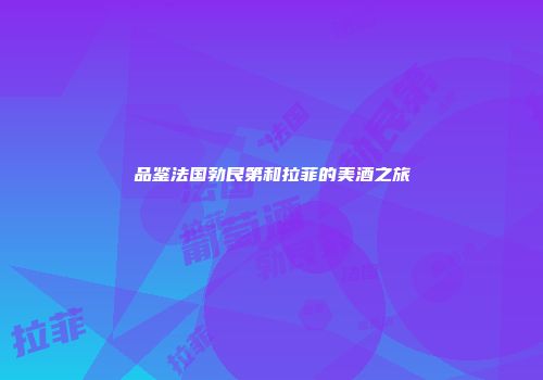 品鉴法国勃艮第和拉菲的美酒之旅