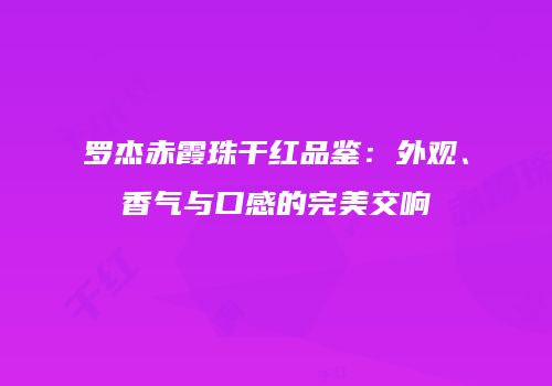 罗杰赤霞珠干红品鉴：外观、香气与口感的完美交响