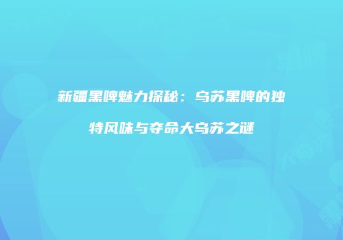 新疆黑啤魅力探秘：乌苏黑啤的独特风味与夺命大乌苏之谜