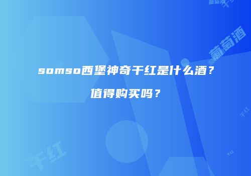 somso西堡神奇干红是什么酒？值得购买吗？