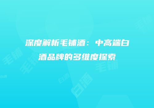 深度解析毛铺酒：中高端白酒品牌的多维度探索