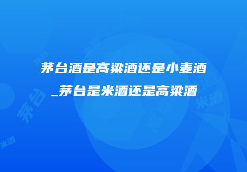 茅台酒是高粱酒还是小麦酒_茅台是米酒还是高粱酒
