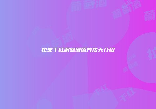拉菲干红解密醒酒方法大介绍