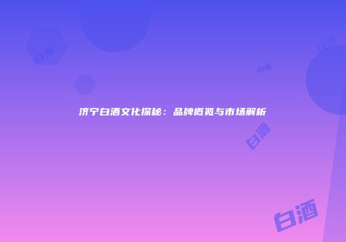 济宁白酒文化探秘：品牌概览与市场解析