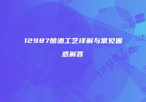 12987酿酒工艺详解与常见困惑解答