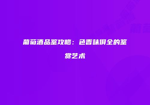 葡萄酒品鉴攻略：色香味俱全的鉴赏艺术