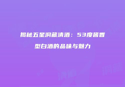 揭秘五星洞藏清酒：53度酱香型白酒的品味与魅力
