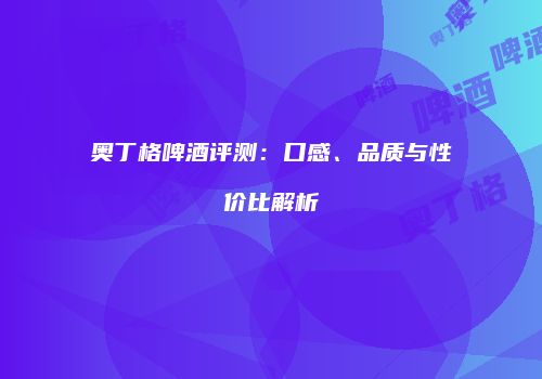 奥丁格啤酒评测：口感、品质与性价比解析