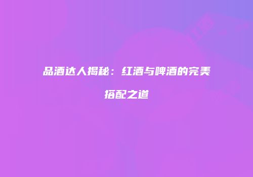 品酒达人揭秘：红酒与啤酒的完美搭配之道