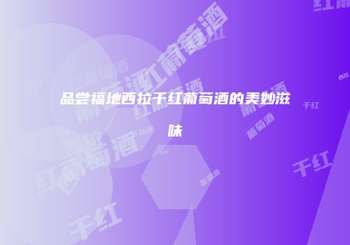 品尝福地西拉干红葡萄酒的美妙滋味
