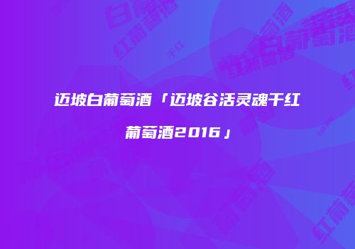 迈坡白葡萄酒「迈坡谷活灵魂干红葡萄酒2016」
